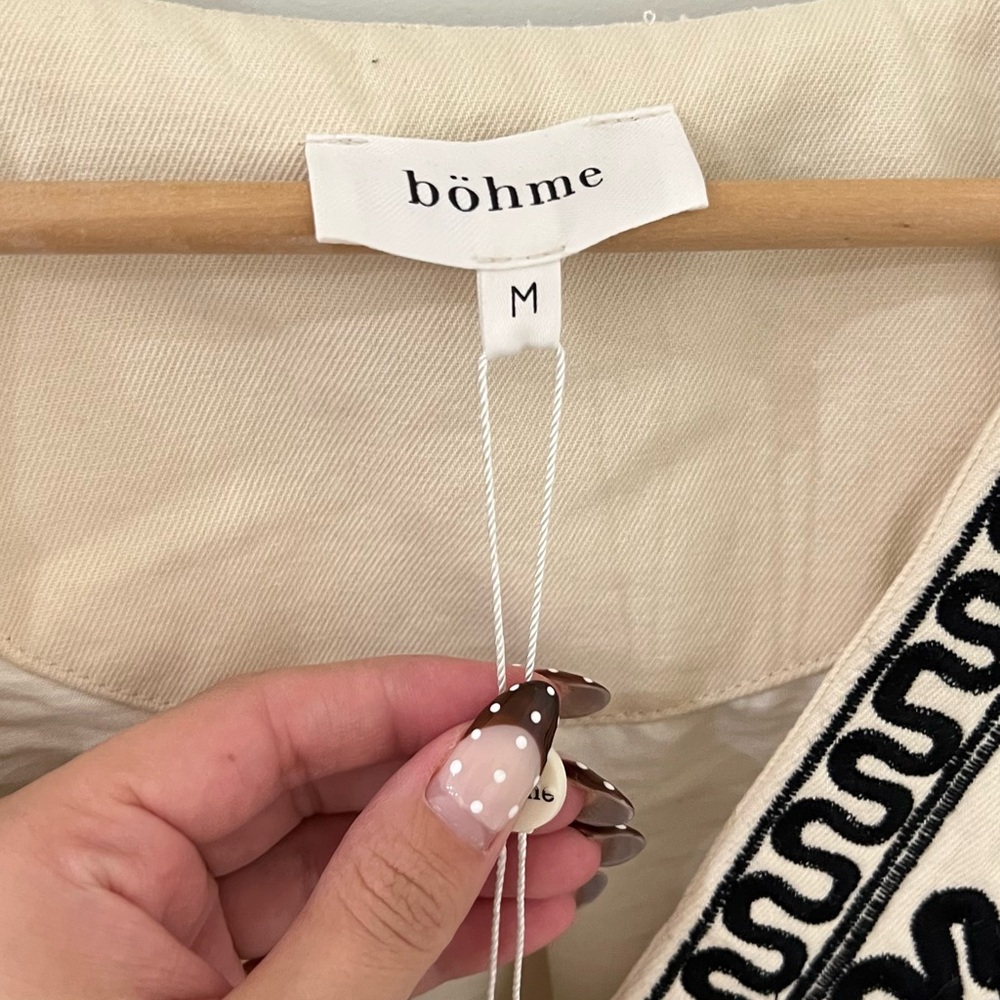 Bohme Beige Bomber Jacket with Black Embroidery - Picture 5 of 8